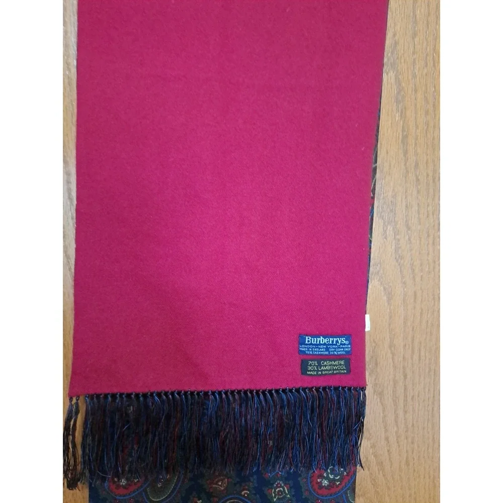 Burberrys  Cashmere Lambswool Paisley/Red  Men's Scarf With Fringe 53 X 12